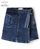 Arias Cotton Elastane Lycra Denim Skorts With Pocket & Flap & D Ring At Waist Band Medium Wash - Blue