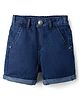 Babyhug Cotton Mix Denim Washed Short With Stretch in Royal Blue