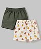 Pine Kids Cambric Woven Boxers With Animal Print Pack of 2 - White Green