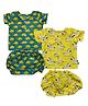 LITTLE INDIAN Cotton Woven Pack Of 2 Half Sleeves Whale & Zebra Printed Jhabla & Shorts Set - Blue & Yellow