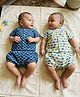 LITTLE INDIAN Cotton Woven Pack Of 2 Half Sleeves Car & Elephant Printed Coordinating Jhabla & Shorts Set - Blue & White
