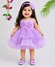 TINY MINY MEE Elastane Woven Sleeveless Floral Applique Detailed Dress - Lavender