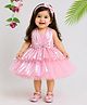 TINY MINY MEE Elastane Woven Sleeveless Bow Applique Detailed Dress - Pink