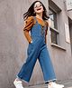 OLLINGTON ST. Single Jersey Knit Denim Dungaree with Full Sleeves Inner Tee - Brown & Blue
