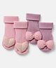 Babyoye 100% Bamboo Knit Socks and Bow Applique Pack of 2 in Dark Pink & Light Pink