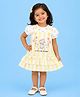 CANDY HOUSE Knitted Knit Sleeveless Cute Like Mummy Text Embroidered Pinafore Dress With Tee - Yellow