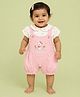 CANDY HOUSE Knitted Birds  Embroidered Dungaree With Half Sleeves Butterflies Printed Tee - Baby Pink