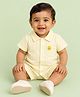 CANDY HOUSE Muslin Woven Half Sleeves Striped Shirt Style Romper - Lemon