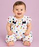CANDY HOUSE Muslin Woven Half Sleeves Bow Applique Detailed Ice Cream Printed Coordinating Top & Pants Set - White