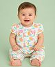 CANDY HOUSE Muslin Woven Half Sleeves Moon & Clouds Printed Coordinating Top & Leggings Set - White