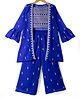 Pine Kids Georgette Woven Full Sleeves Indo Western Set With Floral Embroidery & Sequin Detailing - Royal Blue