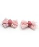 Aabacus Jelly Fish Embellished Bow Applique Detailed Hair Clips - Pink