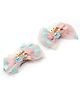 Aabacus Rainbow Cloud Embellished Bow Applique Detailed Alligator Hair Clips - Peach