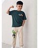 Nap Chief Cotton Blend Knit Marvel Avengers Featuring Half Sleeves Characters Printed Tee & Joggers Set - Dark Teal