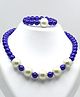 Aabacus Pearl Embellished Jewellery Set - Blue