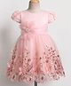 Mark & Mia Woven Half sleeves Party Dress With Floral Embroidery With Applique & Sequin Detailing - Peach