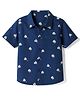 Babyhug Cotton Woven Shirt with Half Sleeves and Nautical Print - Navy Blue
