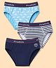 Pine Kids Cotton Elastane Knit Briefs With Shark & Stripe Print Pack of 3 - Black, Navy & Light Blue