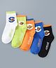 Pine Kids Cotton Mix Knit Ankle Length Socks With Brand Logo Print Set of 5 - Blue, White & Black