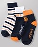 Pine Kids Cotton Mix Knit Ankle Length Socks With Brand Logo Print Set of 3 - Orange, White & Black