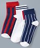 Pine Kids Cotton Mix Knit Ankle Length Striped Socks Set of 3 - Blue, White & Red