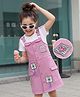 OLLINGTON ST. Cotton Sinker Woven Half Sleeves RFD Twill Pinafore And Inner Top with Smiley Print - Lavender