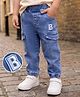 Mark & Mia Cotton Lycra Denim Full Length Jeans with B Applique Detailing in Blue