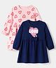 Doodle Poodle 100% Cotton Knit Full Sleeves Frocks With Heart Print Pack of 2 in Navy Blue