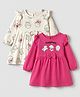 Doodle Poodle 100% Cotton Single Jersey Knit Dress with Full Sleeves and Dogs Print Pack of 2 in Fuchsia and Off-White