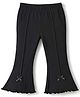 Babyhug Cotton Elastane Knit Full Length Solid Leggings With Bow Applique - Black