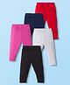 Babyhug Cotton Elastane Knit Solid Leggings Pack of 5 - Red Grey Black Blue Pink