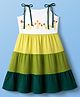 Pine Kids 100% Cotton Knit Frock with Sleeveless and Flowers Embroidery in Olive Green