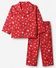 Babyhug Cotton Woven Full Sleeves Co-Ords Shirt & Pyjama Night Suit with Star Print - Red