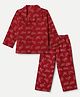 Babyhug 100% Cotton Woven Full Sleeves Co-Ords Shirt & Pyjama Night Suit with Aircraft Print - Maroon