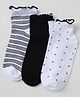 Honeyhap Premium Cotton Bamboo Spandex Blend Knit Striped Socks with Polka Dots Design with Bio Finish Pack of 3 - Black Off White