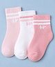 Honeyhap Premium Cotton Blend Knit Striped Socks Pack Of 3 - Dark Pink Pink & White