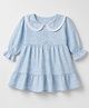 ToffyHouse Cotton Woven Frock With Full Sleeves and Paisley Print in Light/Sky Blue