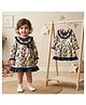 ToffyHouse 100% Cotton Woven Knee Length Frock with Full Sleeves and Floral Print in Multi Color for 3-4 Years