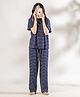 Piu Cotton Knit Half Sleeves Striped Printed Coordinating Tee & Pajama Night Suit - Blue