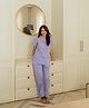 Piu Cotton Knitted Half Sleeves Solid Shirt & Pant Nightsuit - Lavender