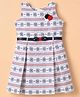 Enfance Synthetics Knit Sleeveless Floral Printed Dress With Belt - Blue