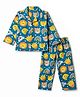 Babyhug Cotton Woven Full Sleeves Front Open Shirt & Pyjama Co-Ords Night Suit With Rainbow & Animal Print - Blue