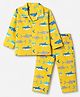 Babyhug 100% Cotton Woven Full Sleeves Co-Ords Shirt & Pyjama Night Suit with Shark Print - Yellow