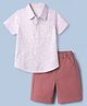 Babyhug Cotton Woven Half Sleeves Shirt and Shorts Set with Leaves Print in White