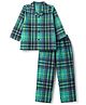Babyhug 100% Cotton Woven Full Sleeves Checks Co-Ords Shirt & Pyjama Night Suit - Navy Blue & Green