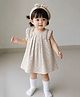 Aomi Blended Woven Sleeveless   Ruffle Detailed Floral Printed Dress - Beige