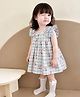 Aomi Blended Woven Sleeveless Ruffle Detailed Cherries Printed Dress - Blue