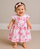 Aomi Blended Woven Sleeveless Abstract Printed & Bow Applique Detailed Dress - Pink