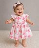 Aomi Blended Woven Sleeveless Abstract Printed & Bow Applique Detailed Dress - Peach