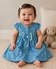 Aomi Blended Woven Sleeveless Abstract Printed & Bow Applique Detailed Dress - Blue & Green